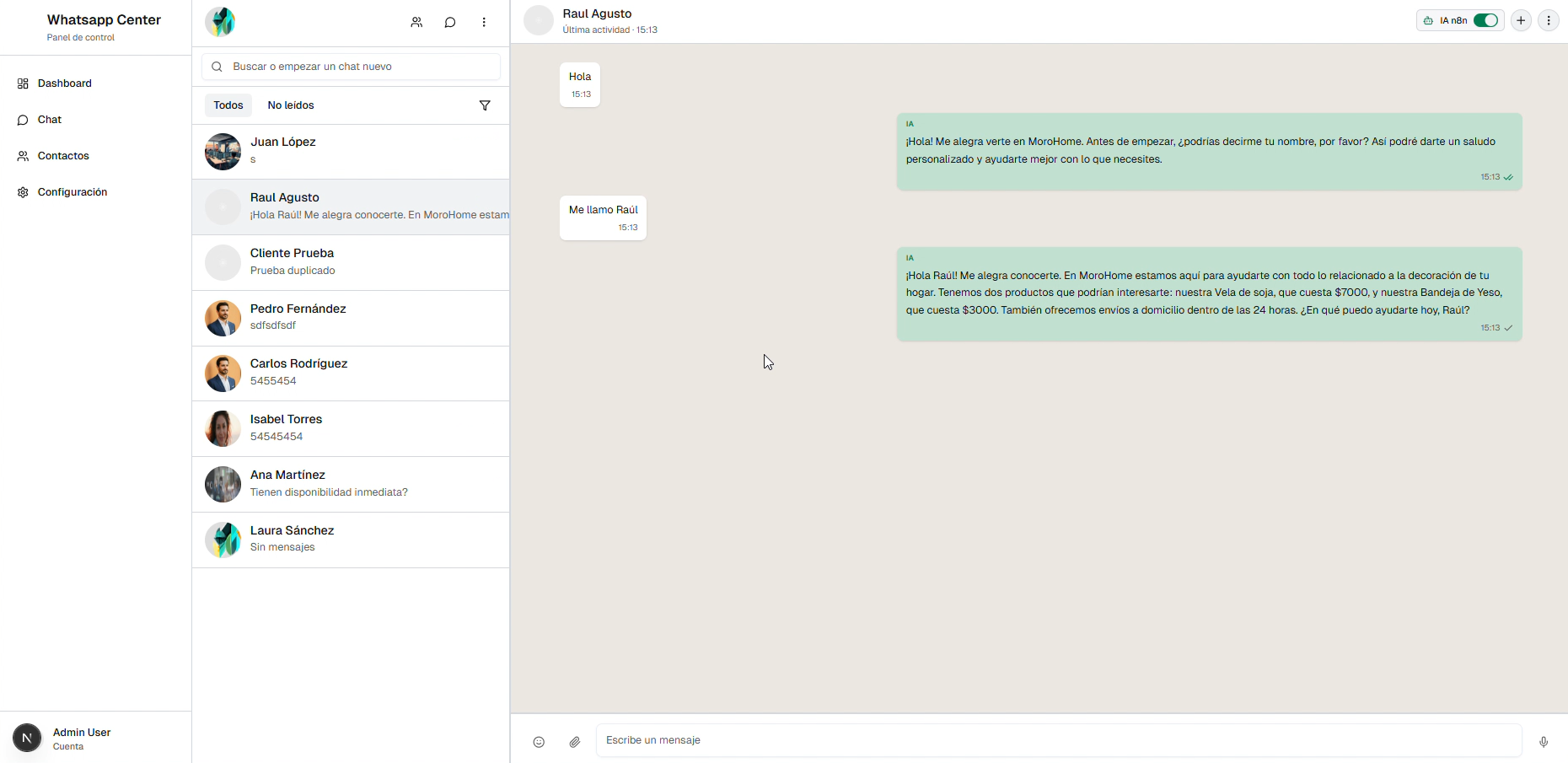 WaCenter Interface